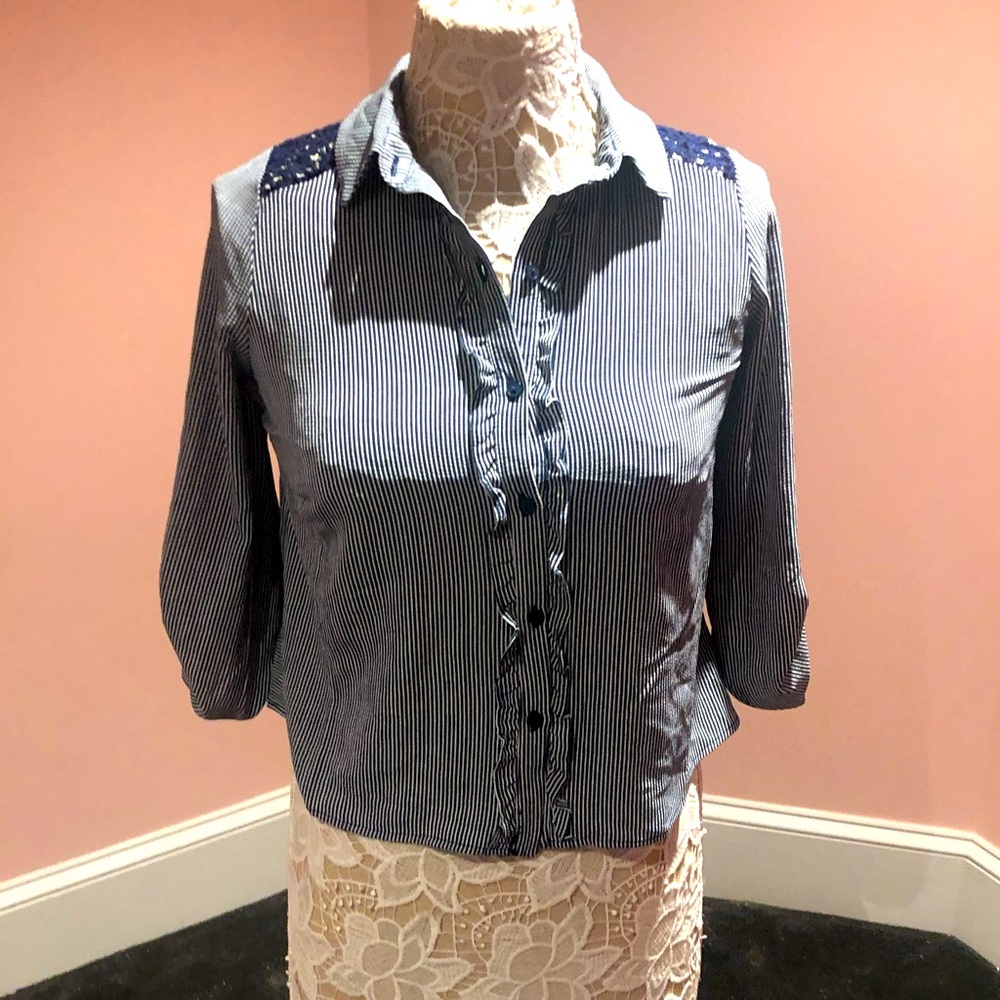 Adorable lace back striped nautical shirt